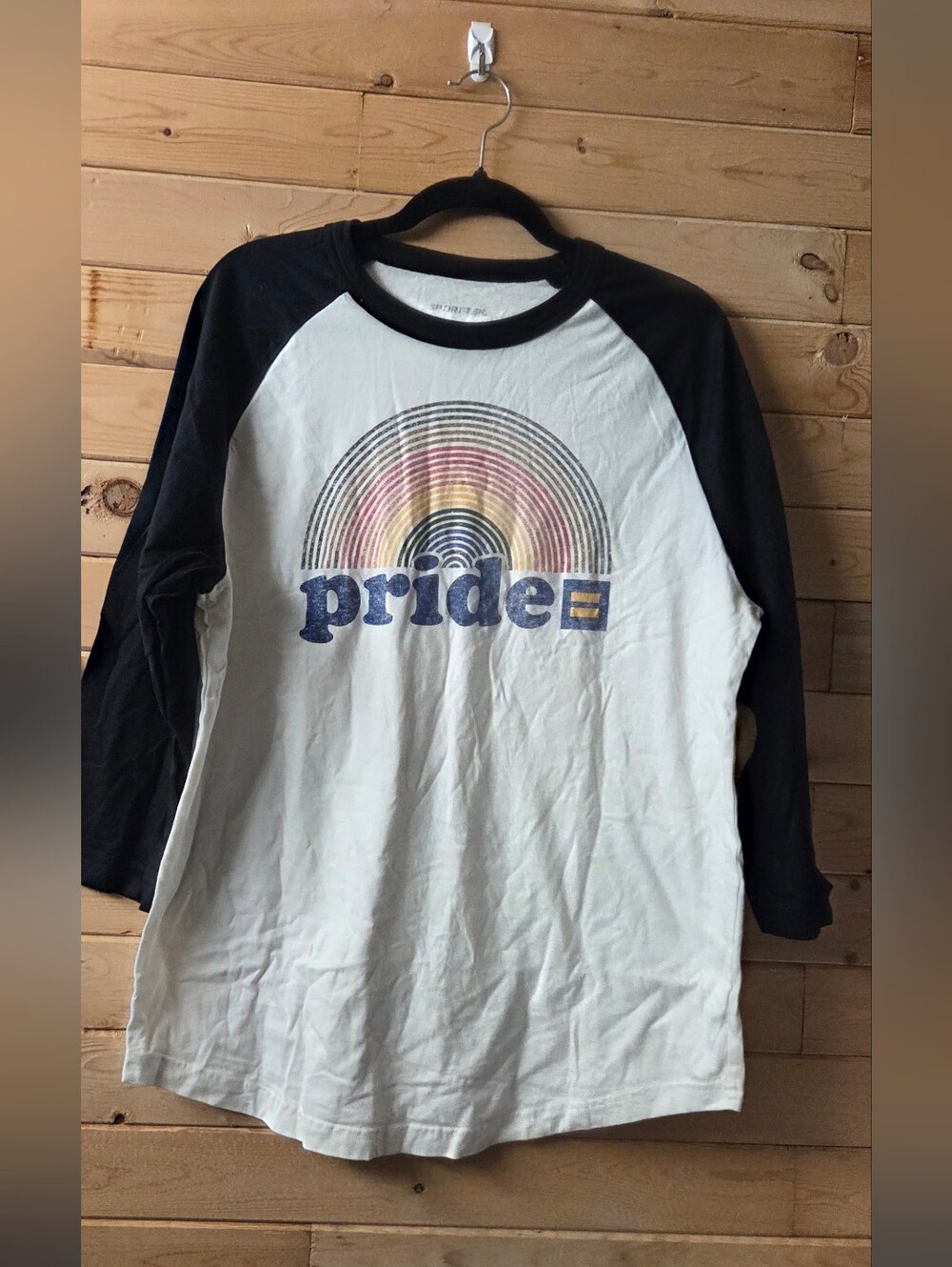 Sport-Tek Women's Black & White Long-Sleeve 'Pride' Graphic Tee EUC Size M
